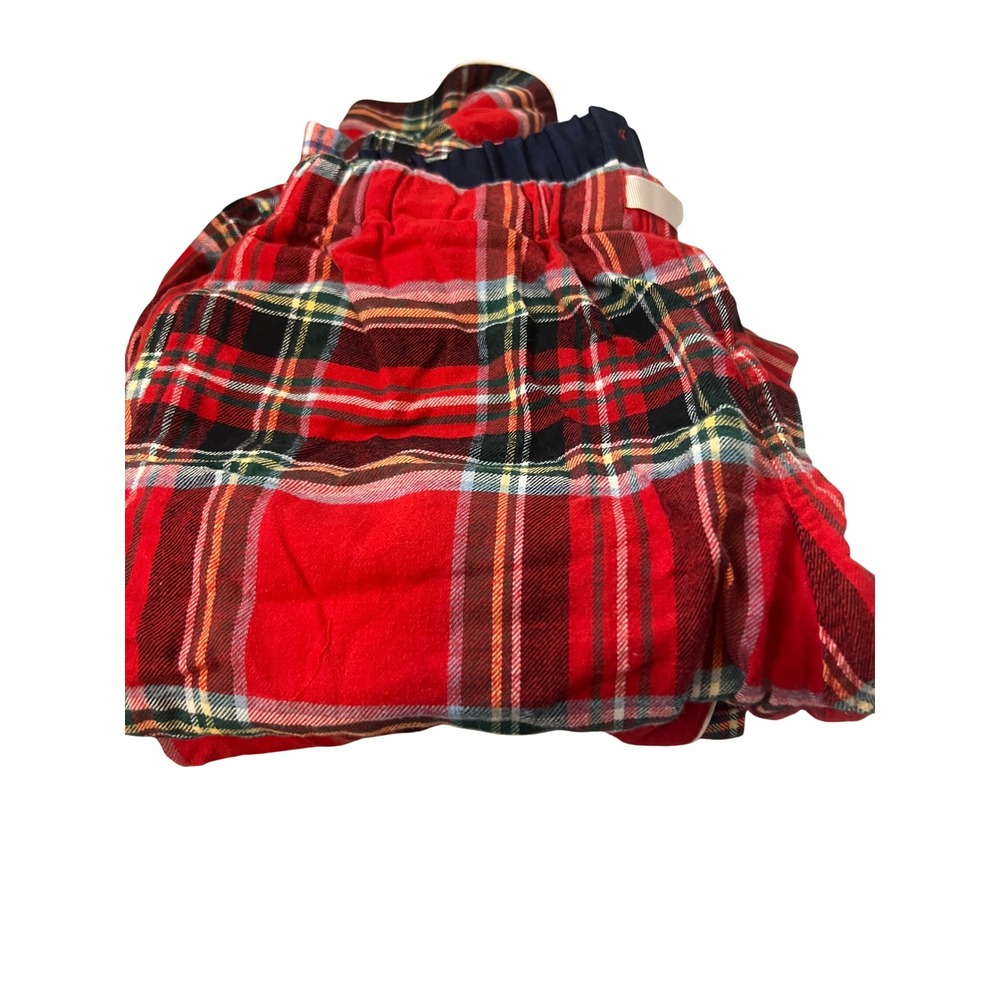 Lands End Womens Red Plaid Flannel Pajama Set Small Cotton Tartan Sleepwear